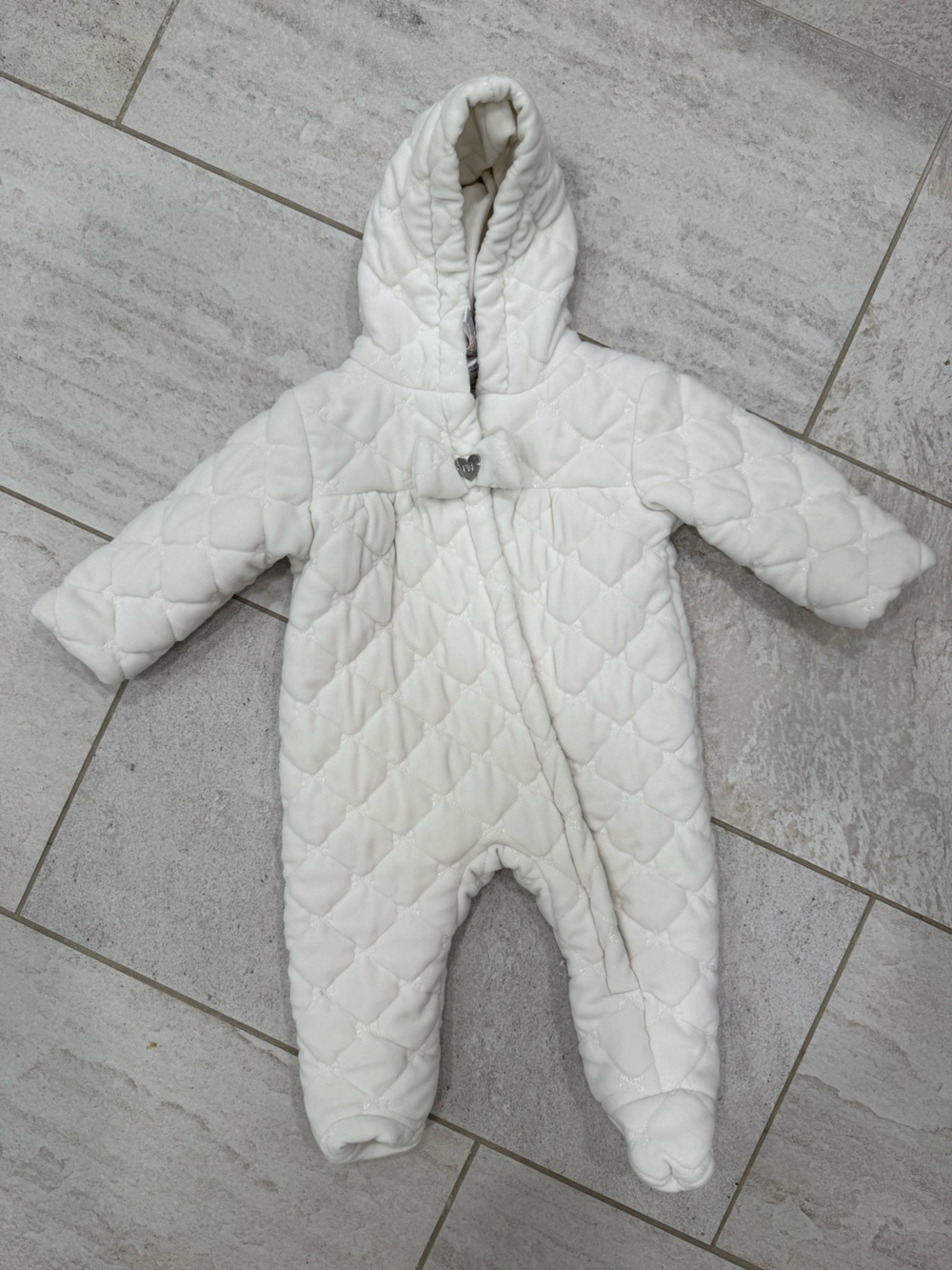 Paris Hilton Baby Quilted Hooded One-Piece Snowsuit - White